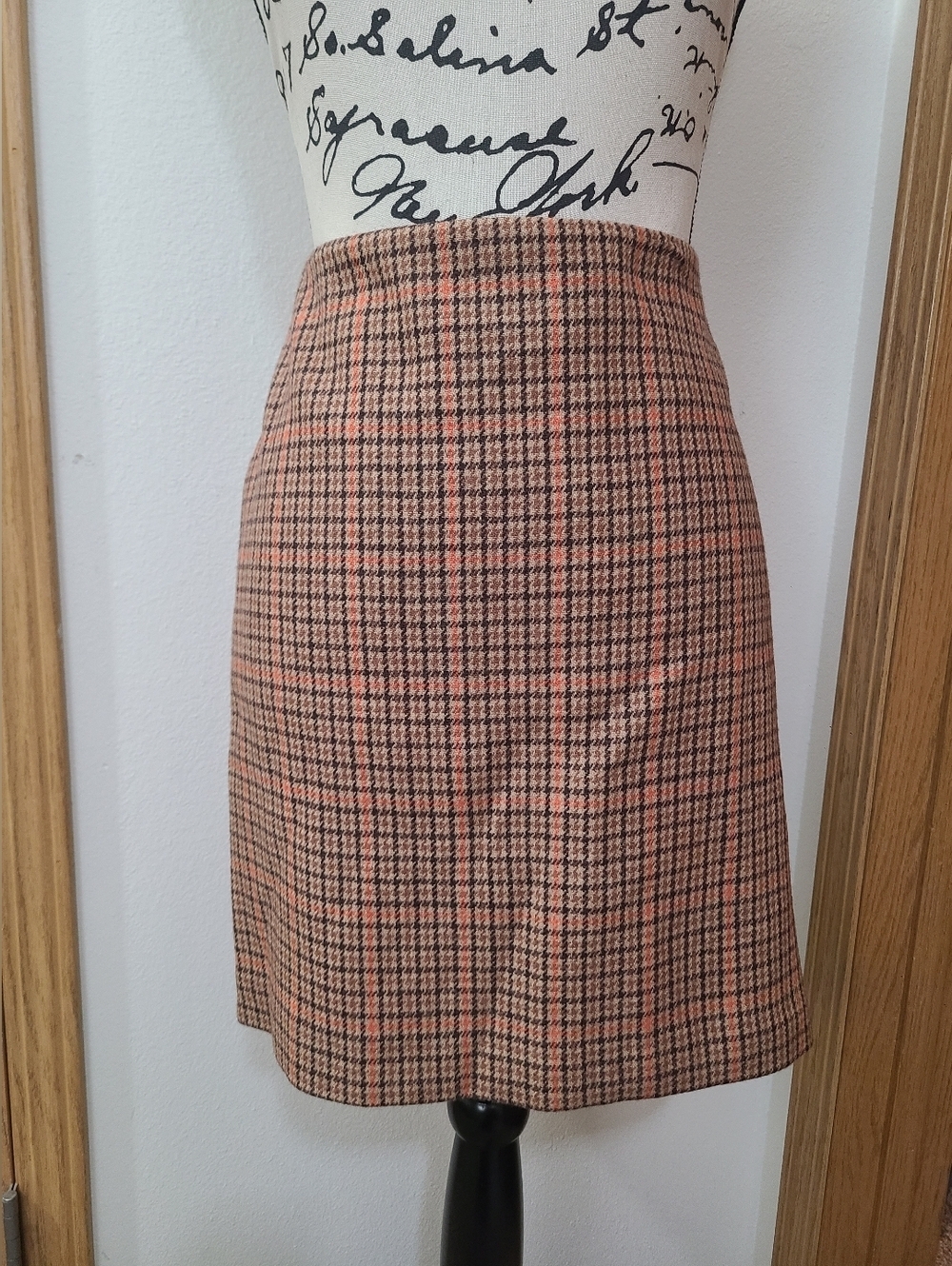 Vintage Y2k Michael Kors Plaid Wool Blend Academia Preppy Pencil Skirt
